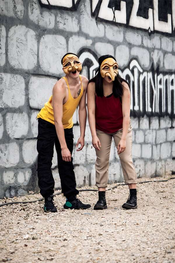 two zanni commedia masks thinking design by jonathan kipp becker