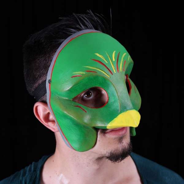 Modeled Ethnic Questzal Bird Character Half Mask 2