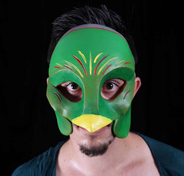 Modeled Ethnic Questzal Bird Character Half Mask 1
