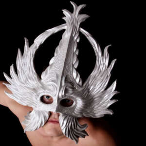 mardis gras mask crowned glory pearl white modeled design by jonathan kipp becker