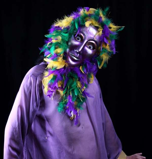 Purple Volto Mardi Gras Mask, Modeled design by jonathan kipp becker