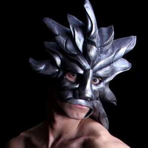 Silver Sun Mardi Gras Mask, Modeled design by jonathan kipp becker