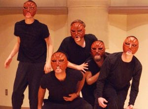 Corus of greek theater masks
