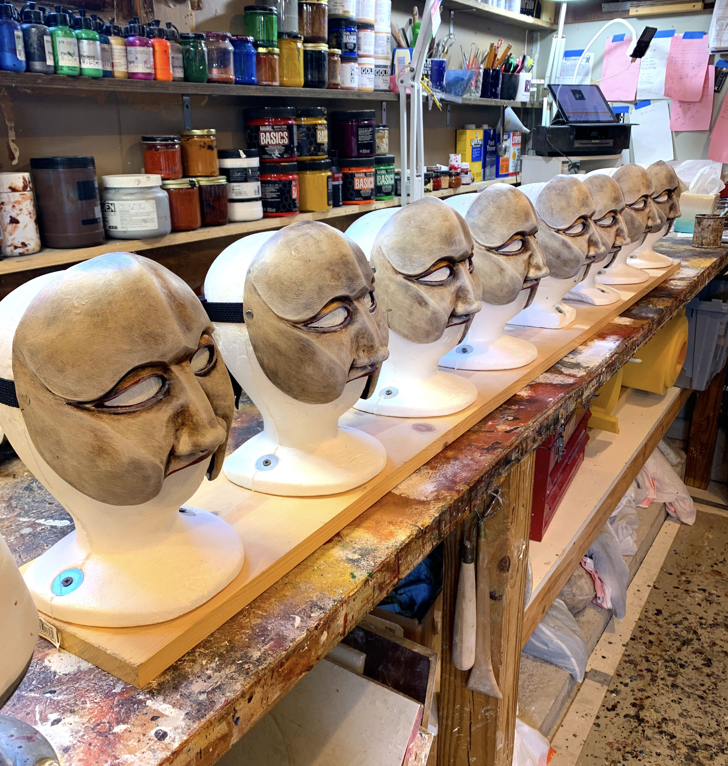 Masks for greek theater on bench designs by jonathan kipp becker